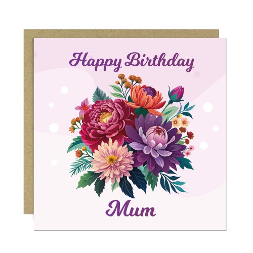 Happy Birthday Mum, Floral Mum Birthday Card, Card For Mum