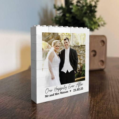 Personalised Our Happily Ever After Wedding Gift Photo Block