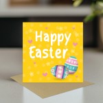 Yellow Easter Card, Bunny Easter Card, Card For Easter