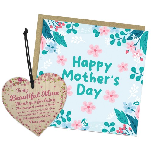 Mothers Day Card and Wooden Heart Bundle Mothers Day Card