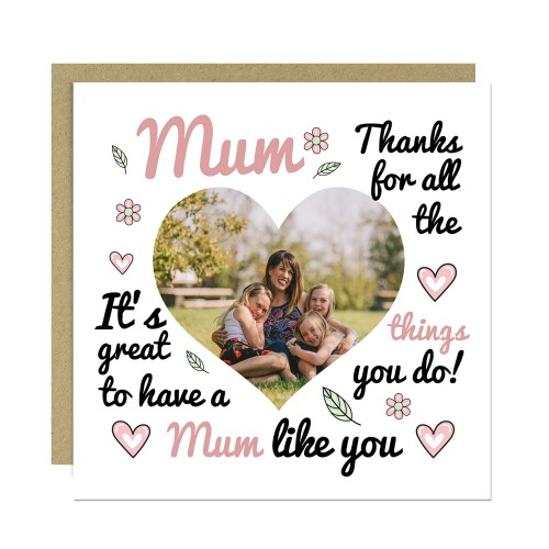 Thank You Card For Mum, Personalised Mum Card, Card For Mum