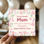 To My Lovely Mum From Your Amazing Daughter, Funny Card For Mum