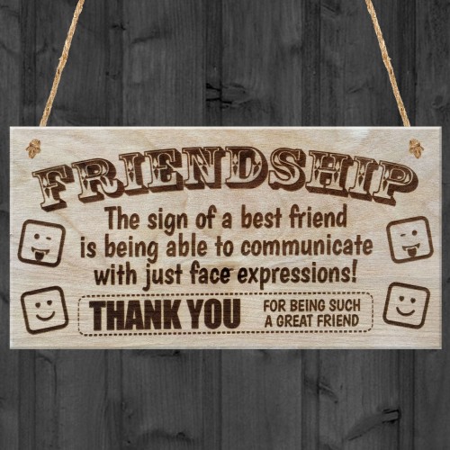 Friendship Best Friends Face Plaque Hanging Sign Gift