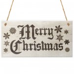 Merry Christmas Wooden Plaque Snowflake Xmas Sign Gift Present