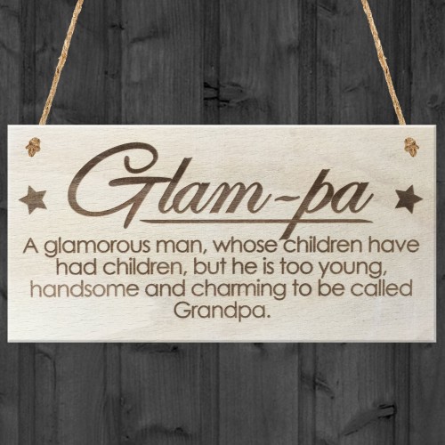 Glam-Pa Fabulous Grandpa Love Gift Wooden Hanging Plaque