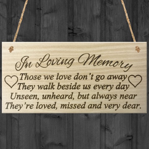 In Loving Memory Rememberance Memorial Wooden Hanging Plaque