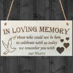 In Loving Memory Hearts Wooden Hanging Plaque Memorial Sign