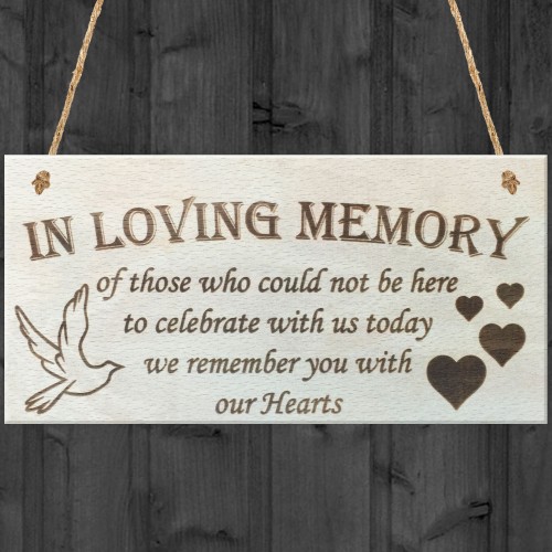 In Loving Memory Hearts Wooden Hanging Plaque Memorial Sign