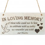 In Loving Memory Hearts Wooden Hanging Plaque Memorial Sign