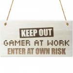 Keep Out Gamer At Work Novelty Hanging Wooden Plaque