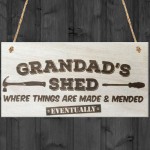 Grandads Shed Wooden Hanging Plaque Garage Tool Shed Gift Sign