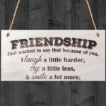 Friendship Laugh Cry Smile Wooden Hanging Plaque Best Friends