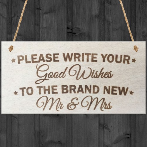 Good Wishes New Mr & Mrs Wooden Hanging Plaque Wedding Sign