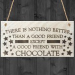 Good Friend With Chocolate Novelty Wooden Hanging Plaque Gift