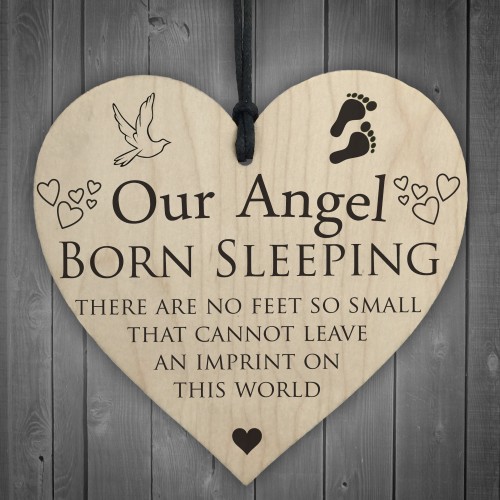 Our Angel Born Sleeping Wooden Hanging Heart Memorial Sign