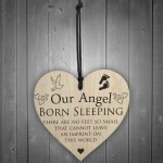 Our Angel Born Sleeping Wooden Hanging Heart Memorial Sign