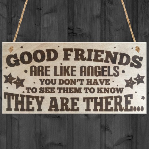 Good Friends Are Like Angels Wooden Hanging Plaque