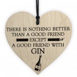 Good Friend With Gin Novelty Wooden Hanging Heart Plaque 