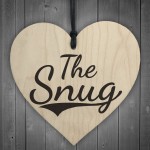 The Snug Wooden Hanging Heart Bedroom Door Plaque