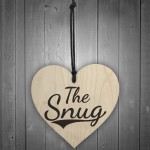 The Snug Wooden Hanging Heart Bedroom Door Plaque