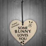 Some Bunny Loves You Novelty Wooden Hanging Heart Plaque