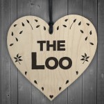 The Loo Wooden Hanging Heart Plaque Toilet Door Sign