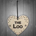 The Loo Wooden Hanging Heart Plaque Toilet Door Sign