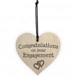 Congratulations On Your Engagement Wooden Hanging Heart Plaque