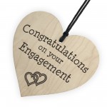 Congratulations On Your Engagement Wooden Hanging Heart Plaque