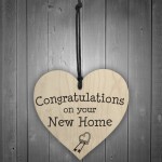 Congratulations On Your New Home Wooden Hanging Heart Plaque