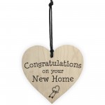 Congratulations On Your New Home Wooden Hanging Heart Plaque