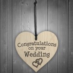 Congratulations On Your Wedding Wooden Hanging Heart Plaque