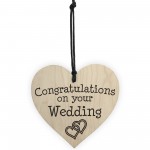 Congratulations On Your Wedding Wooden Hanging Heart Plaque