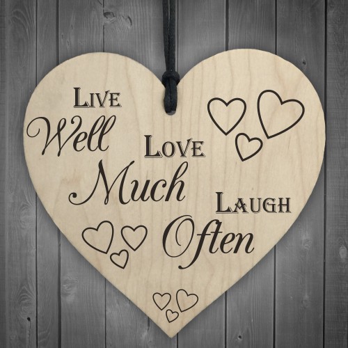 Live Laugh Love Wooden Hanging Heart Plaque