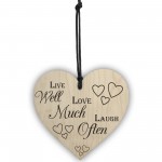 Live Laugh Love Wooden Hanging Heart Plaque