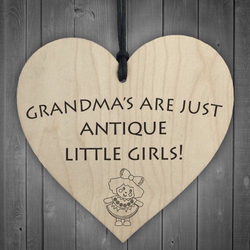 Grandmas Antique Little Girls Novelty Wooden Hanging Heart 