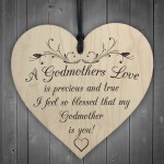 Blessed Godmothers Love Wooden Hanging Heart Plaque Sign